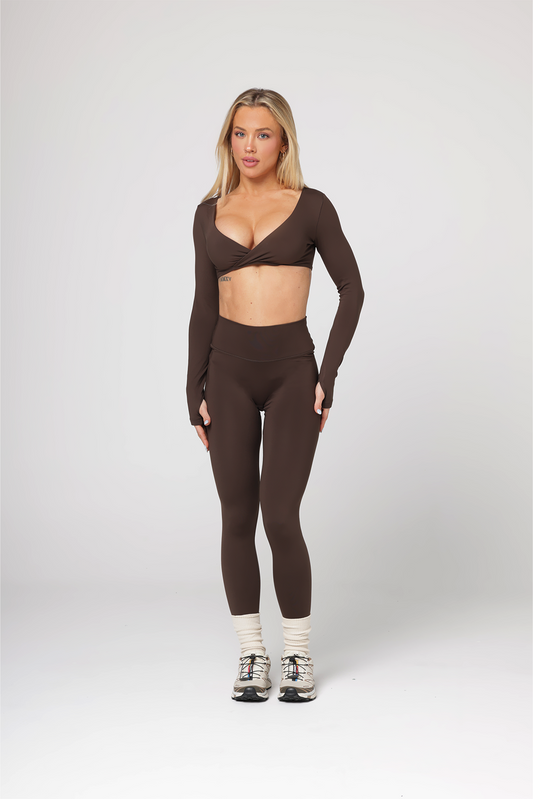 Aurora Long Sleeve Crop | Espresso